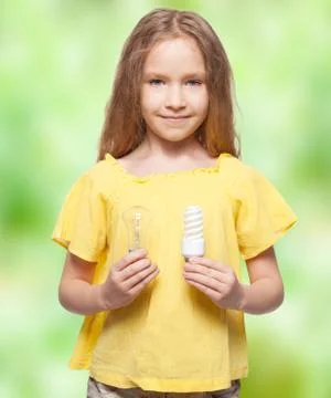 Child with bulbs Stock Photos
