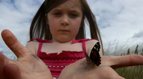 Child with butterfly Stock Footage 22636576