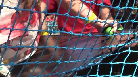 A child on a cable car will climb the hill Video stock 137657395