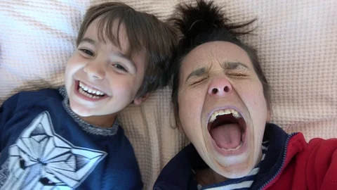 Child cannot stand comic crying of his mother Stock Footage 100167521