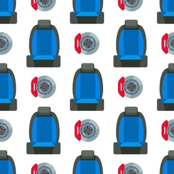 Child car seat seamless pattern background protection security vehicle auto belt Illustrazione stock
