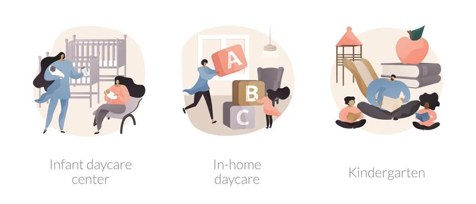 Child care abstract concept vector illustrations. Stock Illustration