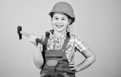 Child care development. Future profession. Builder engineer architect. Kid Stock Photos