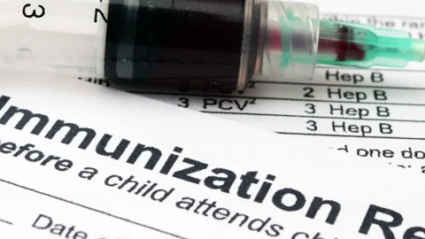 Child care immunization record document Vídeo Stock 348107041