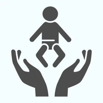 Child care solid icon. Baby in arms vector illustration isolated on white Illustrazione stock