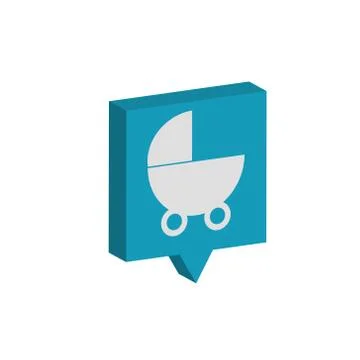 Child carriage icon 3d vector  Stock Illustration