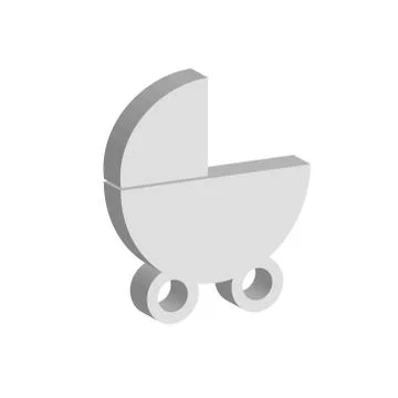 Child carriage icon 3d vector  Stock Illustration