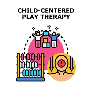 Child centered play therapy with children playing and communicating Stock Illustration