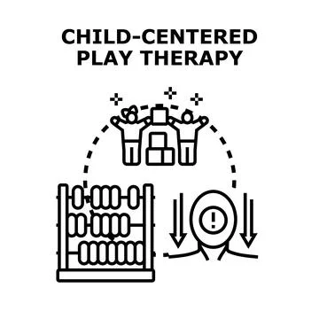 Child centered play therapy with children playing and communicating Stock Illustration