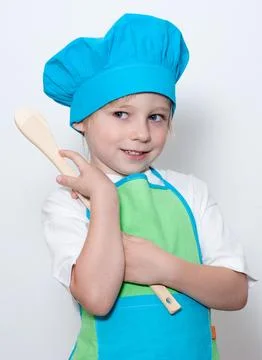 Child as a chef cook 스톡 사진