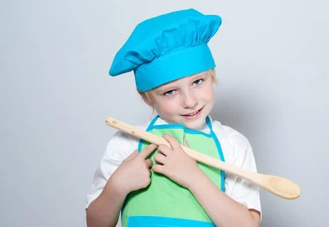 Child as a chef cook 스톡 사진