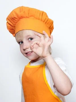 Child as a chef cook 스톡 사진