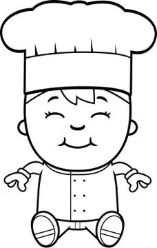 Child Chef Sitting Illustrazione stock