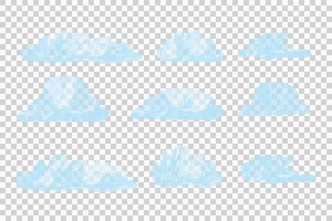 Child-like cloud drawing. Abstract clouds with watercolor texture. Illustrazione stock
