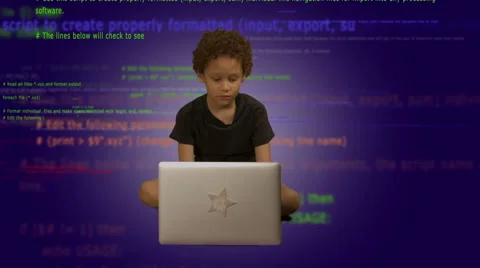 Child Coding (Sitting) Stock Footage 48554062