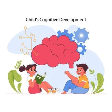 Child cognitive development. Process of kids intelligence, creativity Stock Illustration