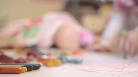 Child Coloring with Crayons - Shallow Focus 스톡 동영상 54070879