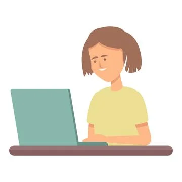 Child at the computer icon cartoon vector. Kid learn イラスト素材