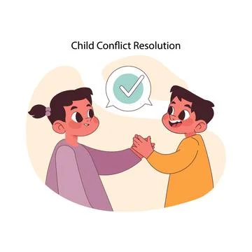Child Conflict Resolution concept. Flat vector illustration Illustrazione stock