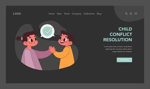 Child Conflict Resolution concept. Flat vector illustration Stock Illustration