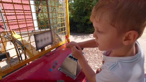 The Child Controls The Excavator Stock Footage 212360139