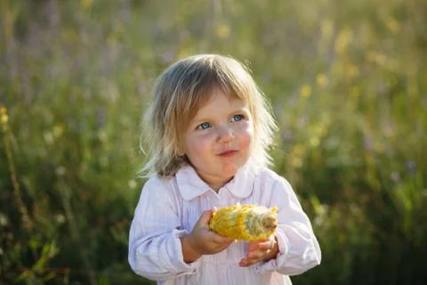 Child, corn Foto stock