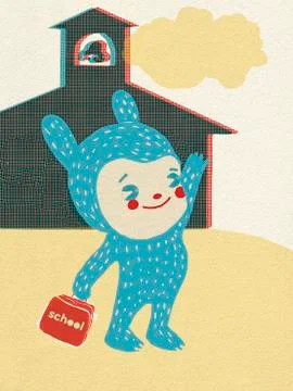 Child in costume waves goodbye Stock Illustration