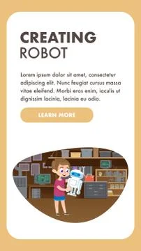 Child Creating Robot. Education Technology Skills Stockillustratie