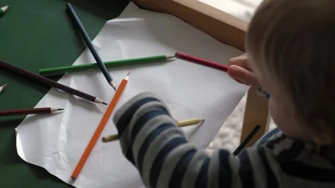 Child Creative Drawing Stock Footage 303498296