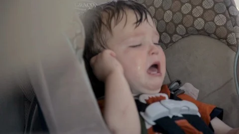 Child Cries in Car Stock Footage