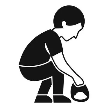 Child crouching picking up item for cleaning environment Stock Illustration