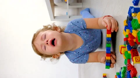 The child is crying in the room. Selective focus. Stock Footage 237448275