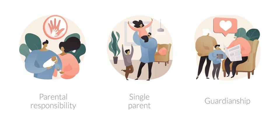 Child custody abstract concept vector illustrations. Stock Illustration