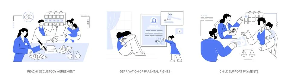 Child custody abstract concept vector illustrations. Stock Illustration