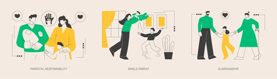 Child custody abstract concept vector illustrations. Stock Illustration