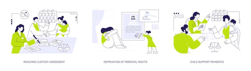 Child custody abstract concept vector illustrations. Stock Illustration
