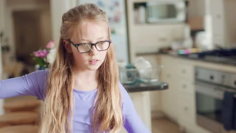 Child, dancing and ballet in home kitchen with energy, childhood and balance Stock Footage 335851160