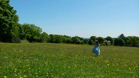 Child dancing in meadow Stock Footage 22636990
