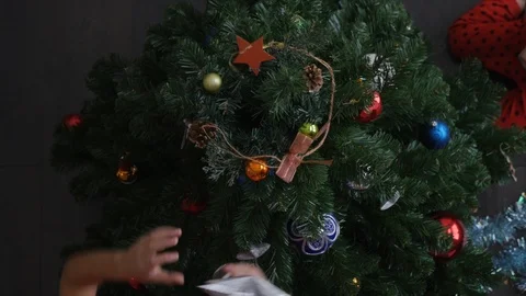 Child Decorating the Christmas Tree Stock Footage 86288429