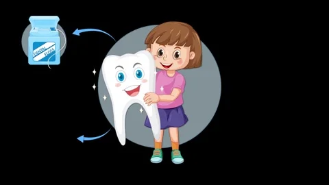 Child Demonstrates Proper Dental Flossing Technique Animation Stock Footage 314692140
