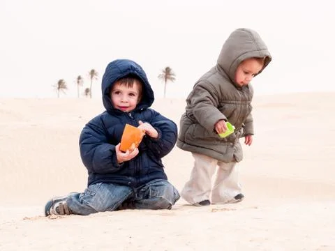 Child at desert Stock Photos