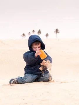 Child at desert Stock Photos