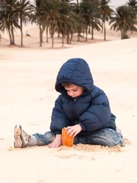 Child at desert Stock Photos