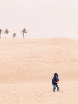Child at desert Stock Photos