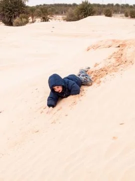 Child at desert Stock Photos
