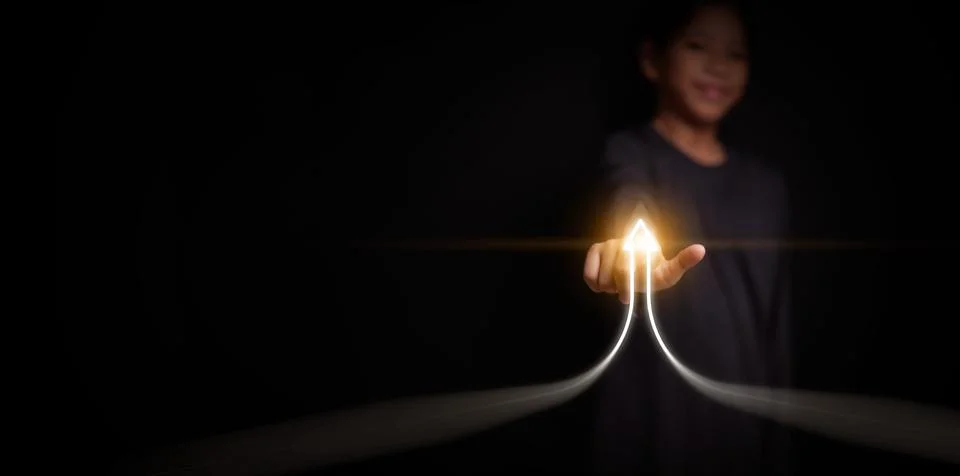 Child development and learning growth concept with upward arrow rising path.. Stock Photos