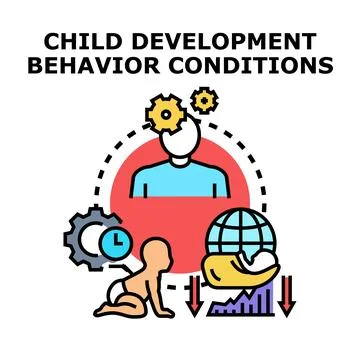 Child development behavior conditions concept vector Illustrazione stock