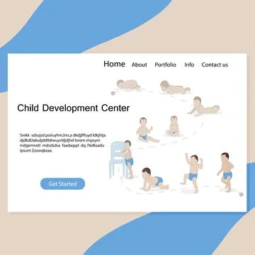 Child development center website page. Baby evolution Stock Illustration