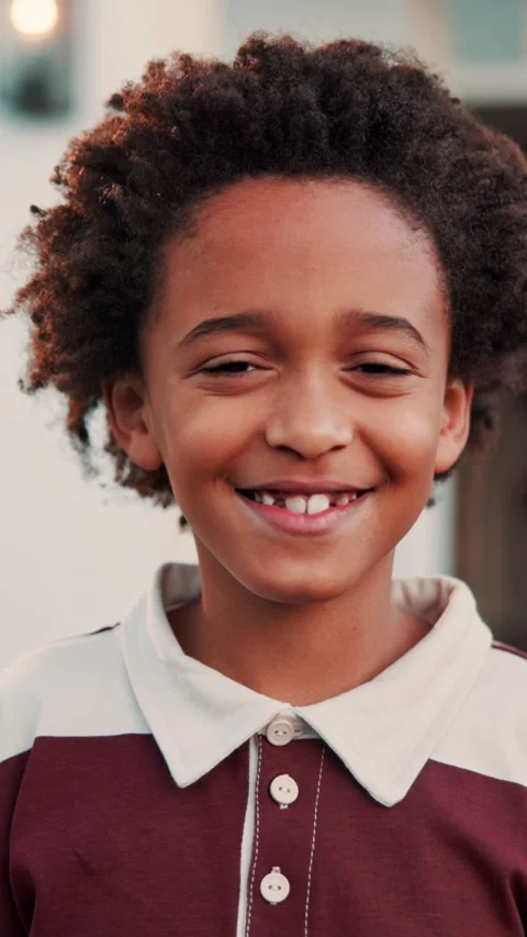 Child development, cute and face of African boy outdoor for future, growth or Stock Footage 338425793