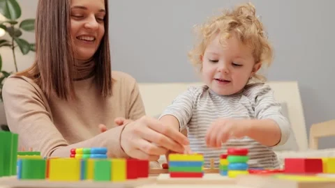Child development. Educational toys. Communication and creativity. Emotional and Stockbeeldmateriaal 256290314